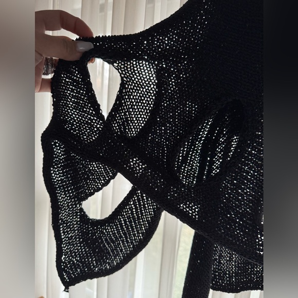 For Cyndi-Joseph Ribkoff Knit Cutout Detail Black Women's oversized Sweater NWT - Picture 10 of 17